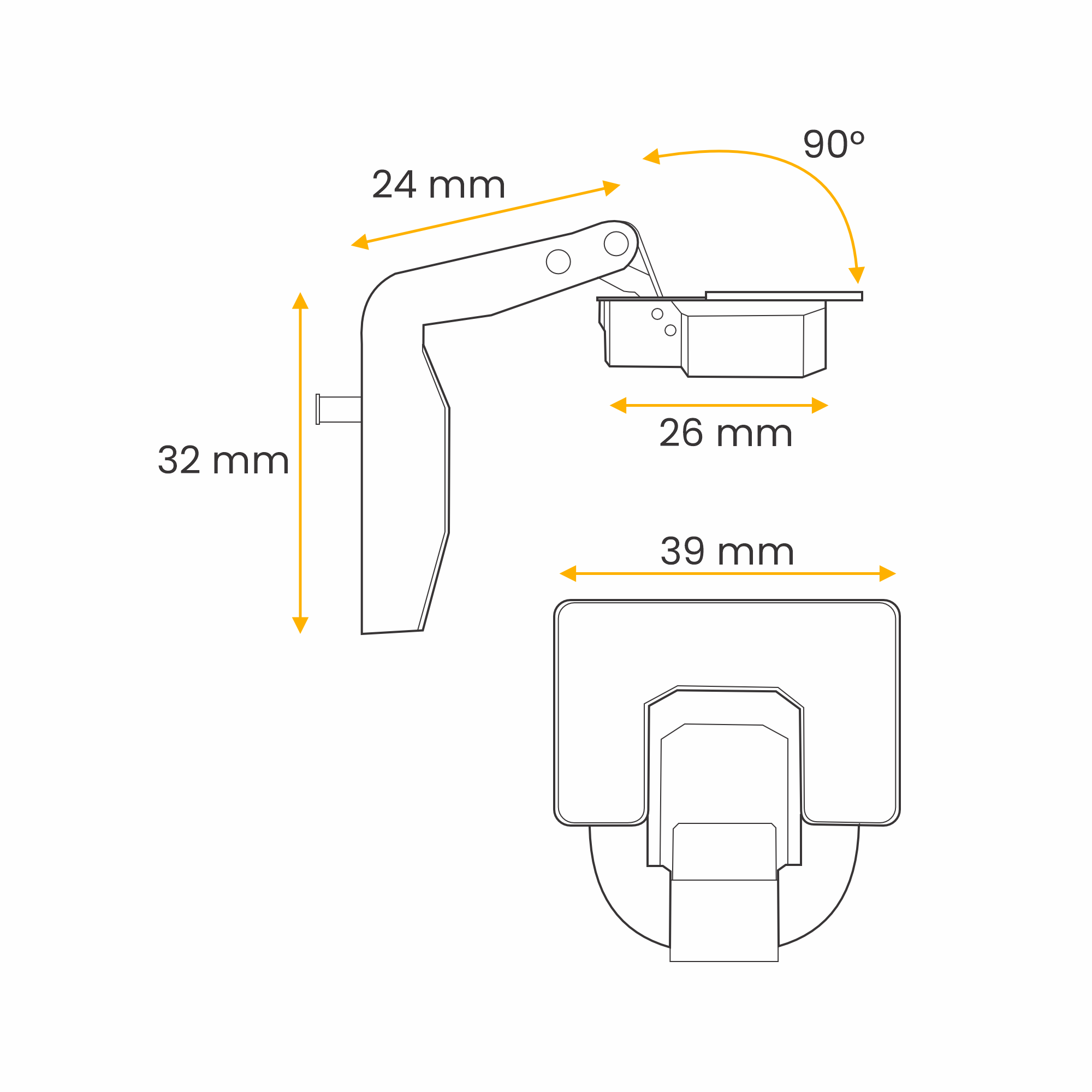 Dobradiça para Armário de Aço Plástica Canto L 26mm - 4