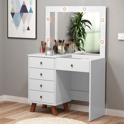 Penteadeira de Maquiagem Camarim Branca Mel Patrimar