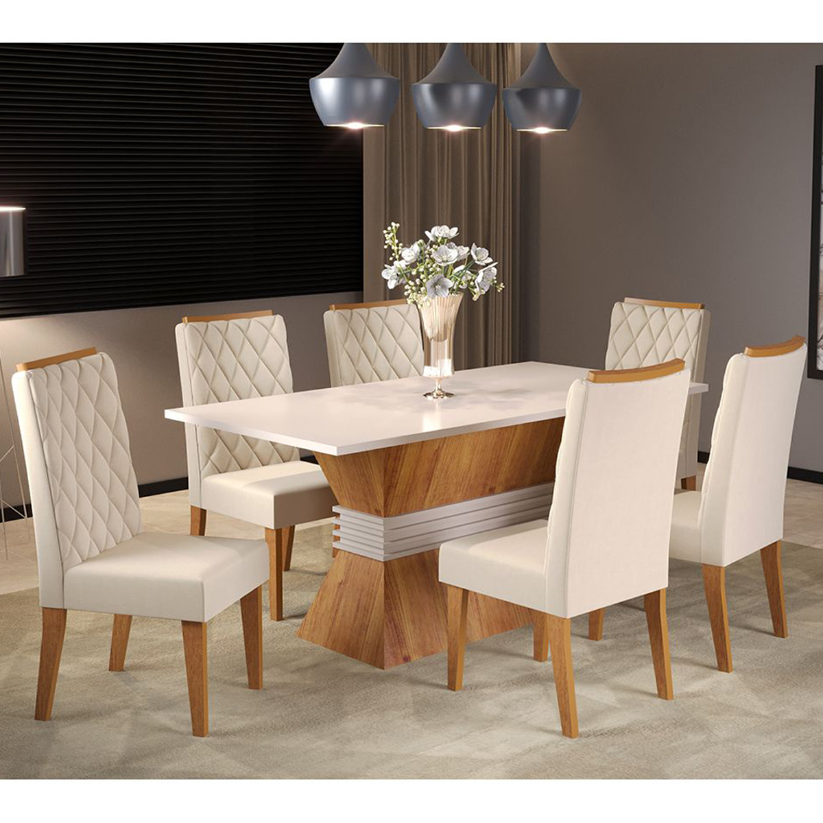 Sala de Jantar Born C/6 Cad Iza Mel/blonde/bege - 1