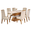 Ver imagem 2 de Mesa de Jantar Retangular Born com 6 Cadeiras Iza Mel/blonde/bege - Casa Giulia