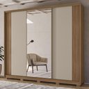 Ver imagem 2 de Guarda Roupa Casal 260cm 3 Portas Nevali Carvalho/Fendi Z17 - Mpozenato