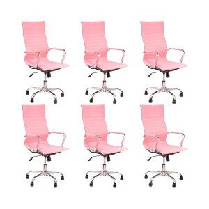 Cadeira de Escritório Esteirinha Giratória Ergonômica Alta - Rosa - 6