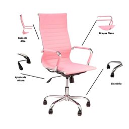 Cadeira de Escritório Esteirinha Giratória Ergonômica Alta - Rosa - 6 - 3