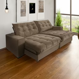 Sofá Califórnia Retrátil e Reclinável 5 Lugares 2,50m com Molas Ensacadas e Pillow Castor - 1