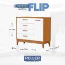 Ver imagem 7 de Jogo de Quarto Infantil Flip Guarda Roupa 4 Portas e Cômoda 1 Porta Branco Fosco/savana - Reller M