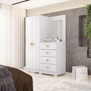 Ver imagem 1 de Guarda-roupa com Cômoda Embutida e Espelho 2 Portas 4 Gavetas Cristal - Branco - Vila Rica