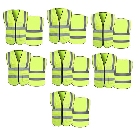 Colete Refletivo Kit 7 Unidades Sinalizador Segurança Blusao Fluorescente Proteçao Resistente Compre