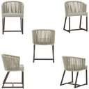 Ver imagem 5 de Mesa com 4 Cadeiras de Jantar Roma 100cm e Noronha em Aluminío Marrom Corda Nautica Estofado 3 Trama