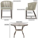 Ver imagem 2 de Mesa com 4 Cadeiras de Jantar Roma 100cm e Noronha em Aluminío Marrom Corda Nautica Estofado 3 Trama
