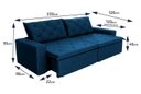 Ver imagem 3 de Sofá Cama Retrátil Reclinável 2,30m Bangkok Suede Velut Azul Marinho Molas no Assento - King