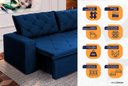 Ver imagem 4 de Sofá Cama Retrátil Reclinável 2,30m Bangkok Suede Velut Azul Marinho Molas no Assento - King