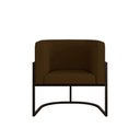 Ver imagem 3 de Poltrona Corino Decorativa Lua Recepção Base Ferro Black Cor:marrom