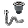 Valvula 3 1/2 Pia de Cozinha Cesto Higiênico Ralo Pia + Sifão Cromado - 1
