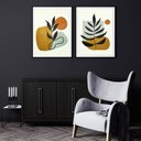 Ver imagem 2 de Kit 2 Quadros Folhas Marrom 24x18cm - com vidro:Madeira branca