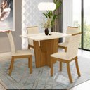 Ver imagem 1 de Conjunto Sala de Jantar Mesa Tampo de Vidro/MDF 4 Cadeiras Diana Espresso Móveis