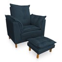 Ver imagem 1 de Kit Poltrona Amamentação Sara e Puff Veludo Azul Marinho