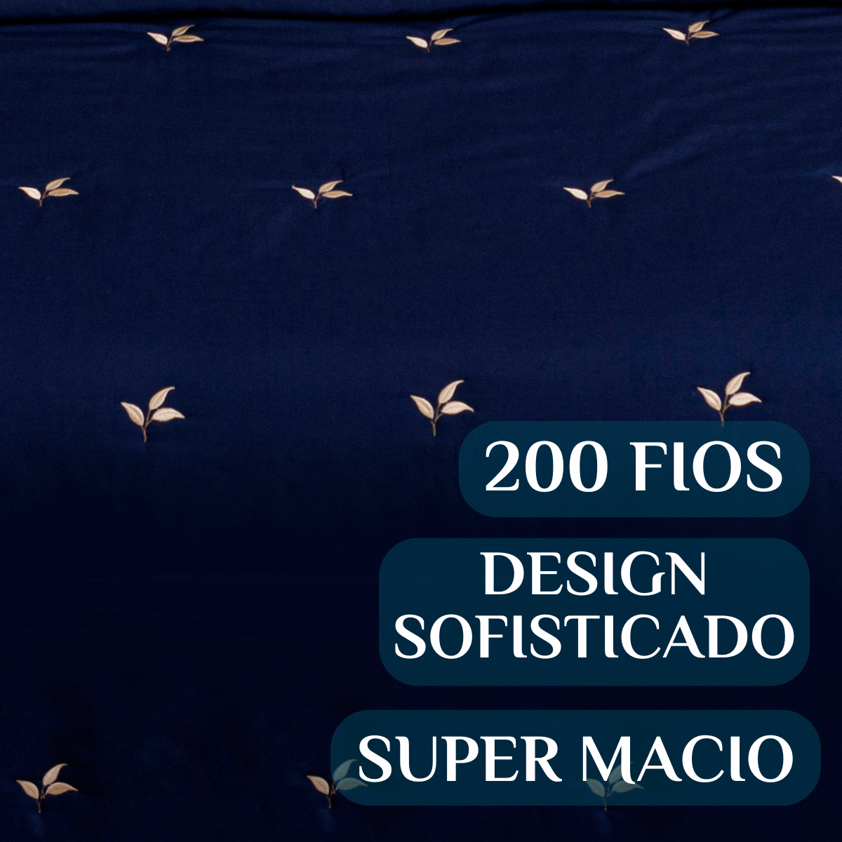 Coxa de Cama Casal Queen Size Luna 05 Pcs 200 Fios Bordada Toque Seda Santorini:azul - 3