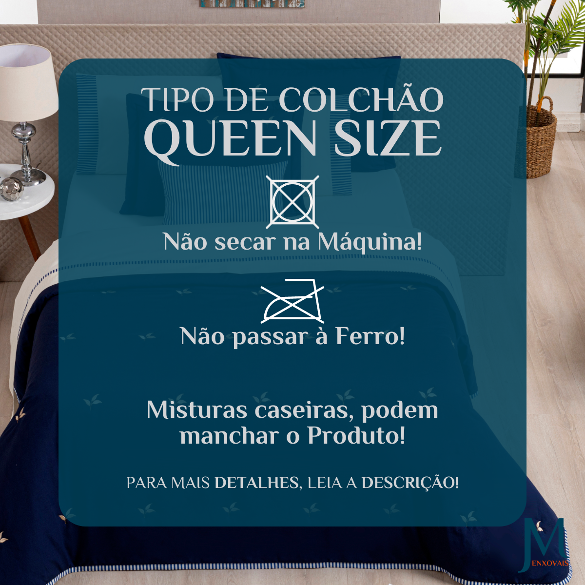 Coxa de Cama Casal Queen Size Luna 05 Pcs 200 Fios Bordada Toque Seda Santorini:azul - 6