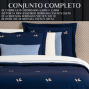 Ver imagem 5 de Coxa de Cama Casal Queen Size Luna 05 Pcs 200 Fios Bordada Toque Seda Santorini:azul