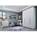 Ver imagem 2 de Guarda Roupa Solteiro Dinamarca 04 portas com pés Tcil Móveis Branco Neve