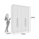 Ver imagem 3 de Guarda Roupa Solteiro Dinamarca 04 portas com pés Tcil Móveis Branco Neve