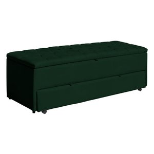 Calçadeira Sapateira Baú Casal King 195cm Capitonê Luna Veludo Verde - Loja Sheep