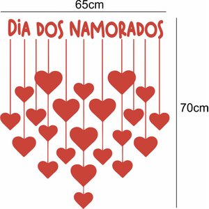 Adesivo de Vitrine Feliz Dia Dos Namorados e Corações
