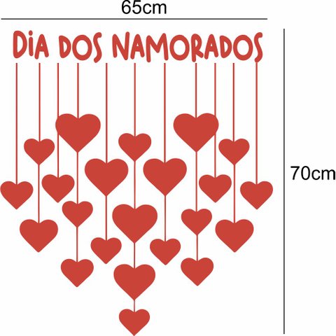 Adesivo de Vitrine Feliz Dia Dos Namorados e Corações