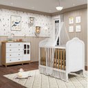 Ver imagem 1 de Quarto de Bebê com Berço Mini Cama e Cômoda com Janela Maya Clássico Espresso Móveis Branco/Amêndoa/