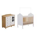 Ver imagem 2 de Quarto de Bebê com Berço Mini Cama e Cômoda com Janela Maya Clássico Espresso Móveis Branco/Amêndoa/