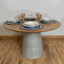 Ver imagem 3 de Mesa de Jantar Cone Redonda 140 Cm Tampo Freijó Base Concreto Tampo Freijó Base Concreto Personal Ar