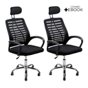 Ver imagem 2 de Kit 2 Cadeiras Escritório Diretor Tela Mesh Encosto de Cabeça + E-book