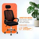 Ver imagem 2 de Kit 2 Cadeiras Escritório Diretor Tela Mesh Preta Giratória com Apoio de Cabeça e Ajuste de Altura