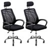 Kit 2 Cadeiras Escritório Diretor Tela Mesh Encosto de Cabeça + E-book - 1