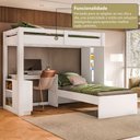 Ver imagem 4 de Beliche Luare 3 Portas 2 Gavetas com Escada e Escrivaninha Branco - Pnr Móveis