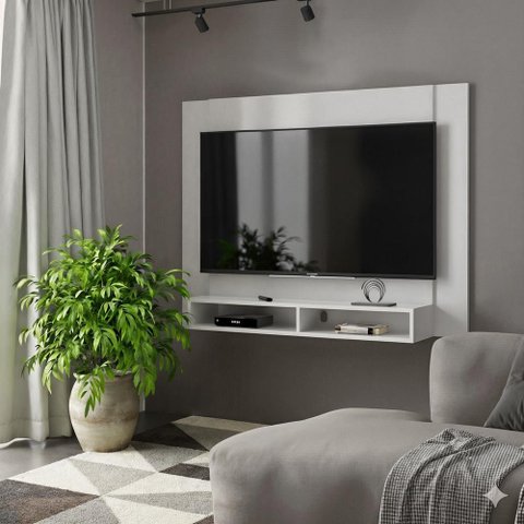 Painel Milão para Tv até 43 Polegadas com 02 Nichos - Via Nossa - Branco