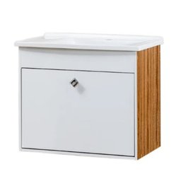 Kit Gabinete com Espelho São Paulo Teca Branco/ Castanho Fosco Corso 50,5x41x44 - 3