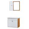 Kit Gabinete com Espelho São Paulo Teca Branco/ Castanho Fosco Corso 50,5x41x44 - 1