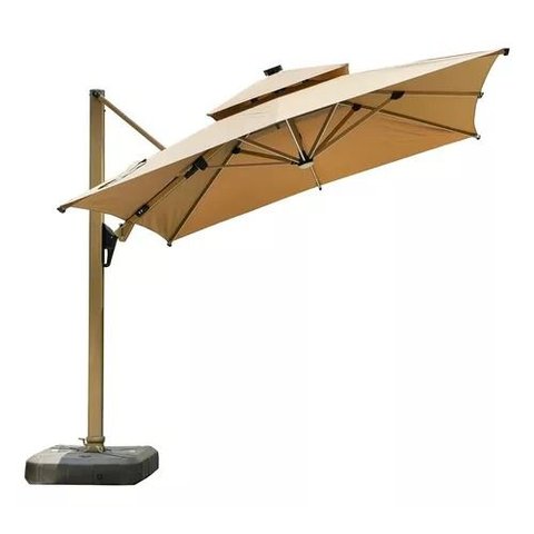 Ombrelone Guarda Sol Piscina Quadrado 3X3 Caquí em Alumínio (Guarda Sol para Piscina e Jardim)