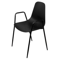 Cadeira Ancara com Braço Assento em Polipropileno Preta e Base Metal - 71472 - 1