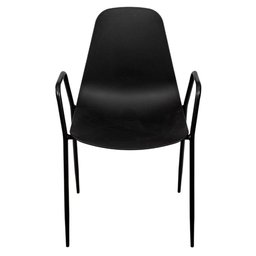 Cadeira Ancara com Braço Assento em Polipropileno Preta e Base Metal - 71472 - 2