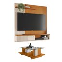 Ver imagem 1 de Conjunto Aurora Painel C/ Bancada Suspensa e Mesa de Centro Frizz Cinamomo/off-white