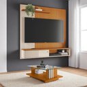 Ver imagem 4 de Conjunto Aurora Painel C/ Bancada Suspensa e Mesa de Centro Frizz Cinamomo/off-white