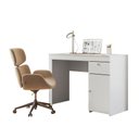 Ver imagem 1 de Mesa Escrivaninha Home Office Computador com Prateleira 1 Gaveta Iris - Branco