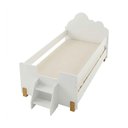 Ver imagem 3 de Cama Solteiro Lorena com Grade Lateral Escadinha Cabeceira Nuvem Quarto Infantil - Branco