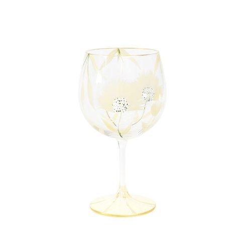 Taça para Gin Cristal Pintada À Mão Flor Off White