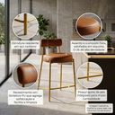 Ver imagem 5 de Banqueta Cozinha Alta com Encosto Industrial Dourado Kit 3 Londres PU D03 - D'Rossi