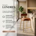Ver imagem 2 de Banqueta Cozinha Alta com Encosto Industrial Dourado Kit 3 Londres PU D03 - D'Rossi