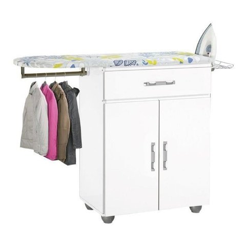 Tabua De Passar Roupa Gaveta 02 Portas Branca Com Cabideiro PASSE BEM