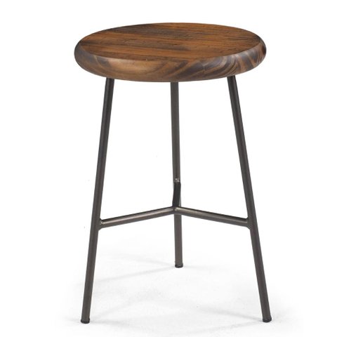 Banqueta Baixa Tampa Cor Rustic Brown Base Aco Grafite 51cm - 64097